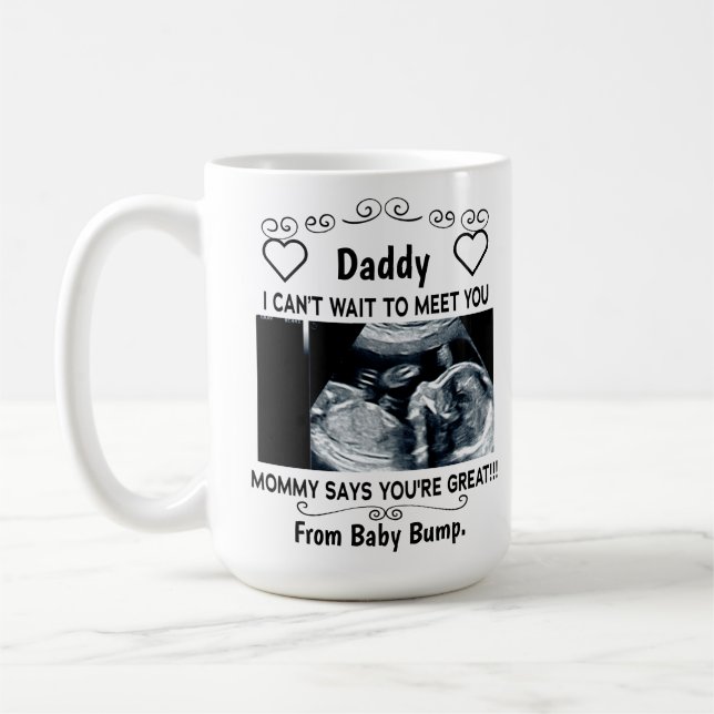 Personlig för Ny pappa från ofödda Baby  Kaffemugg (Vänster)