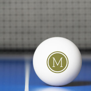 Personlig för oliv grönt cirkel, monogram pingisboll
