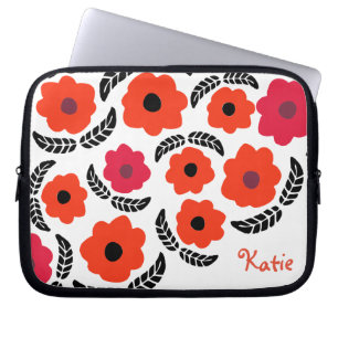 Personlig för orange och röd modern Blommigt Laptop Fodral