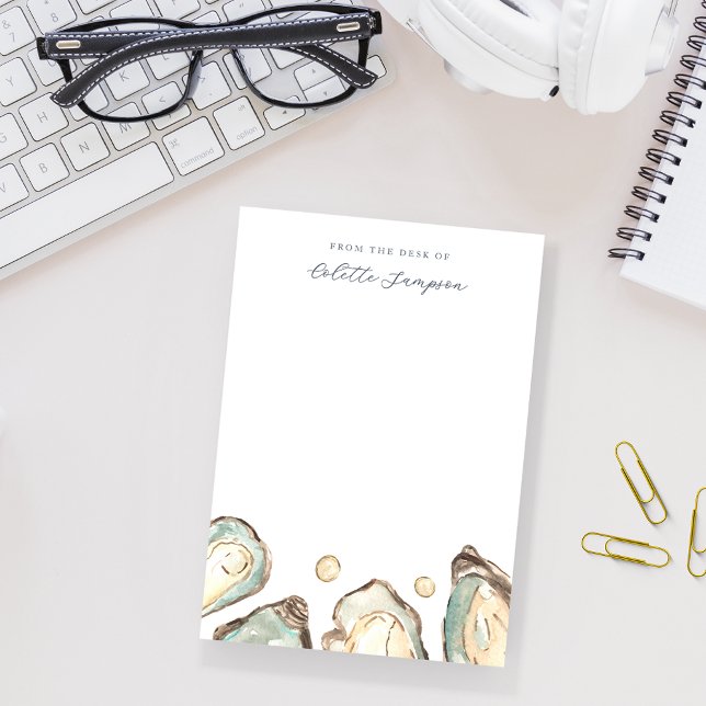 Personlig för ostron med kustvattensfärg post-it block (Skapare uppladdad)