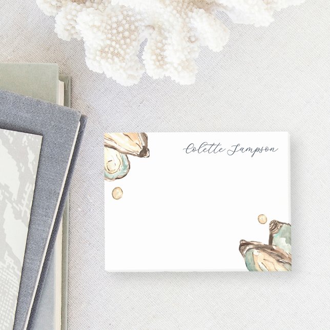 Personlig för ostron med kustvattensfärg post-it block (Skapare uppladdad)