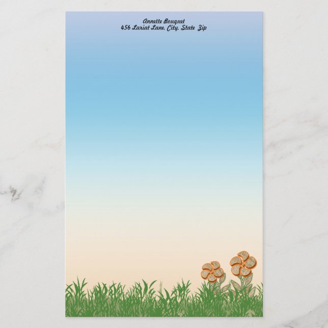 Personlig för övertoning av nederkant i orange brevpapper (Framsida)