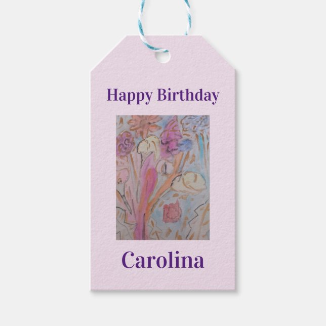 Personlig för pastellBlommigt för abstrakt Presentetikett (Framsidan)