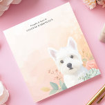 Personlig för pastellBlommigten Watercolor Westie  Anteckningsblock<br><div class="desc">Det här anteckningsblocket med personlig har en justerbar vattenfärg Westie omgiven av mjuka blommigtar med pastellform som skapar en charming- och elegant-design. Perfekt för hundälskare,  husdjursägare och Väster Highland White Terrier fläkt. Anpassa texten överst för att få en unik beröring. skapar den perfekt för journalföring,  anteckning,  presentering.</div>