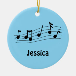 Personlig för periwinkle lakan Musik noter Julgransprydnad Keramik