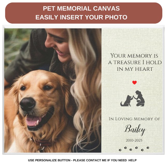 Personlig för Pet Photo Memorial Pet Loss-offert Canvastryck (Skapare uppladdad)