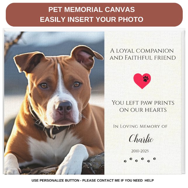 Personlig för Pet Photo Memorial Pet Loss-offert Canvastryck (Skapare uppladdad)