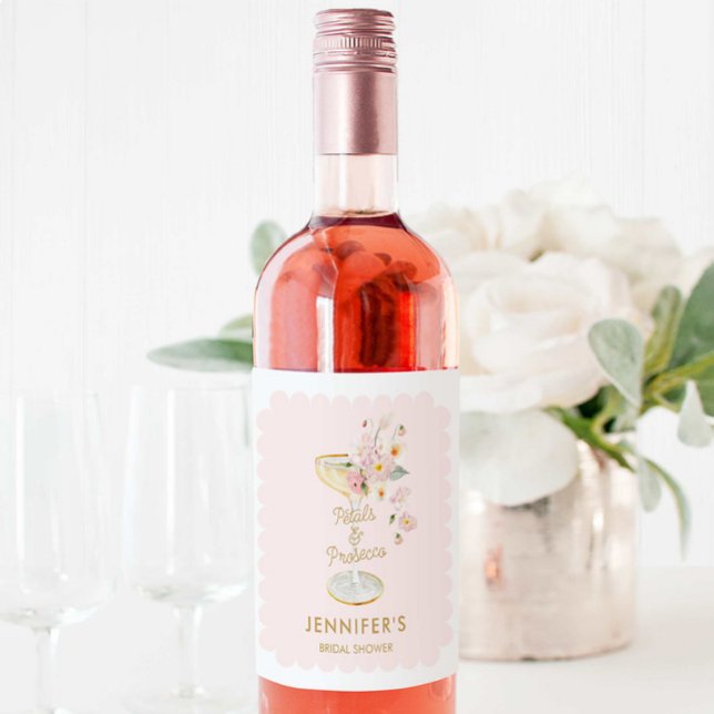 Personlig för Petals och Proseccos Möhippa Vinflaska Etikett (Skapare uppladdad)