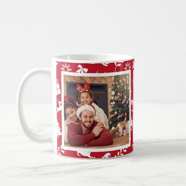 Personlig för Photo Collage i julfamiljen Kaffemugg (Vänster)