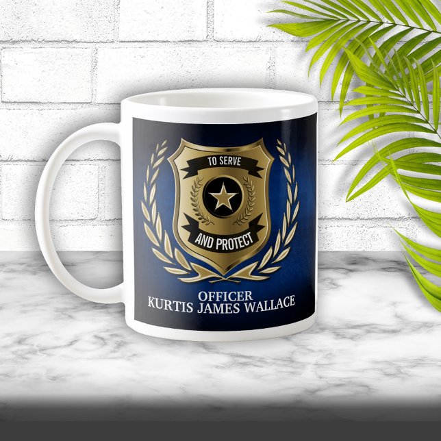 Personlig för polisman Shield Kaffemugg (Skapare uppladdad)