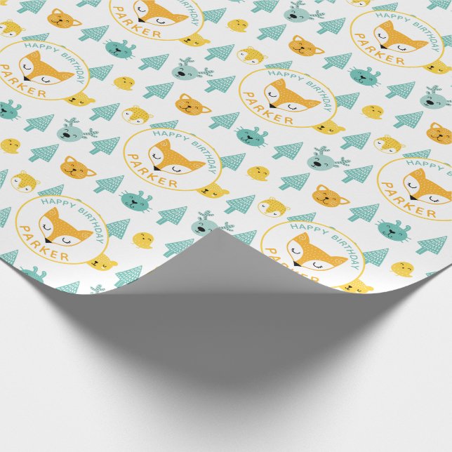 Personlig för räv för djur för vildsakskogsmark presentpapper (Hörn)