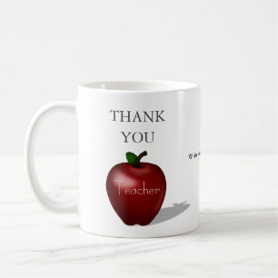 Personlig för Red Apple "Tack Teacher" Kaffemugg