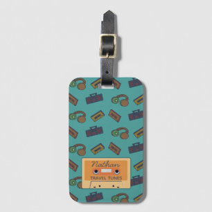 Personlig för Retro Music Mönster Bagagebricka