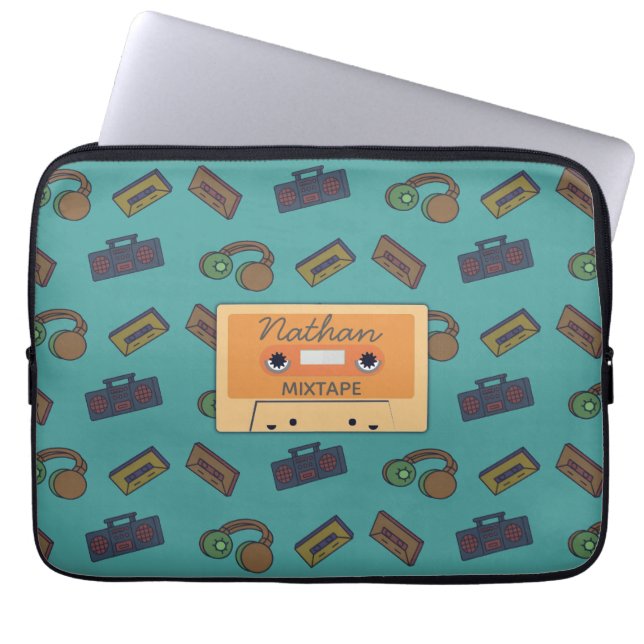 Personlig för Retro Music Mönster Laptop Fodral (Framsidan)