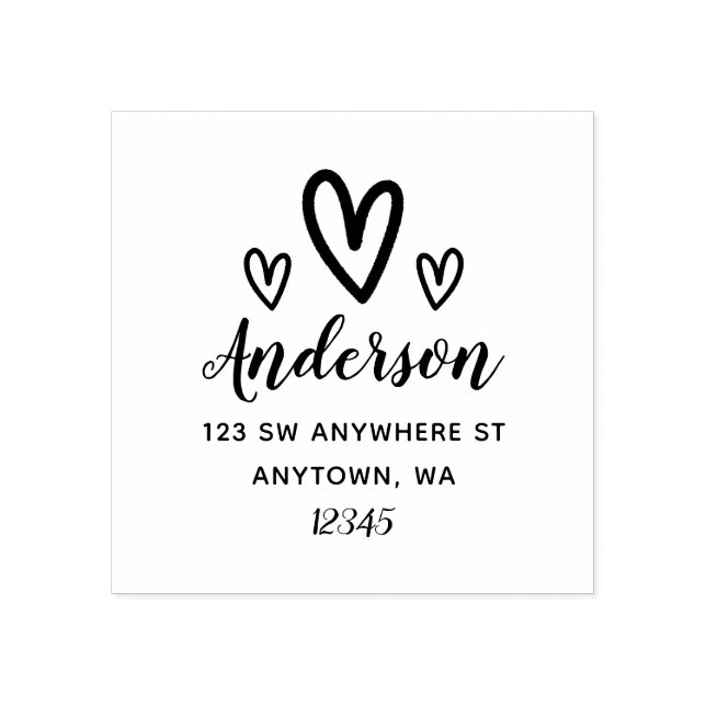 Personlig för Returadressen Doodle Hearts Stämpel (Tryck)