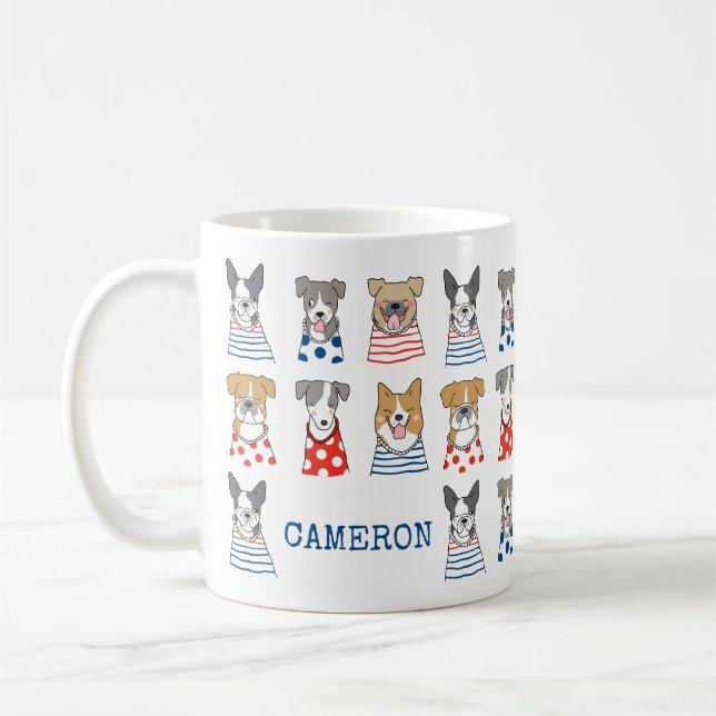 Personlig för Rolig hund illustration av kvalster Kaffemugg (Vänster)