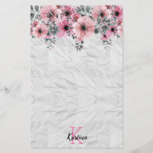 Personlig för Romantisk Elegant Antique Blommigt Brevpapper