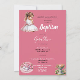 Personlig för Rosa av babybaptism Inbjudningar