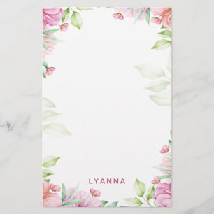 Personlig för Rosa Cherry Blommar Stationery Brevpapper
