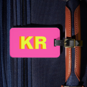 Personlig för Rosa Gult av trendig Shadow Monogram Bagagebricka