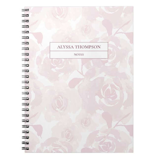 Personlig för  Rosa - lös vattenfärgsblommor Anteckningsbok (Framsidan)
