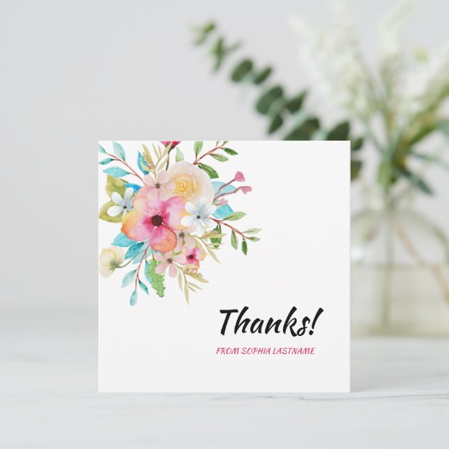 Personlig för rosa Pastel Blommigt Tack Kort (Stående Fram)