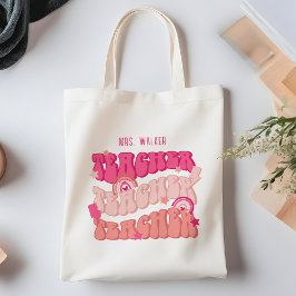 Personlig för rosa Retro Teacher-bedömning Tygkasse