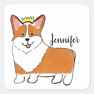 personlig för royal corgi-hund fyrkantigt klistermärke