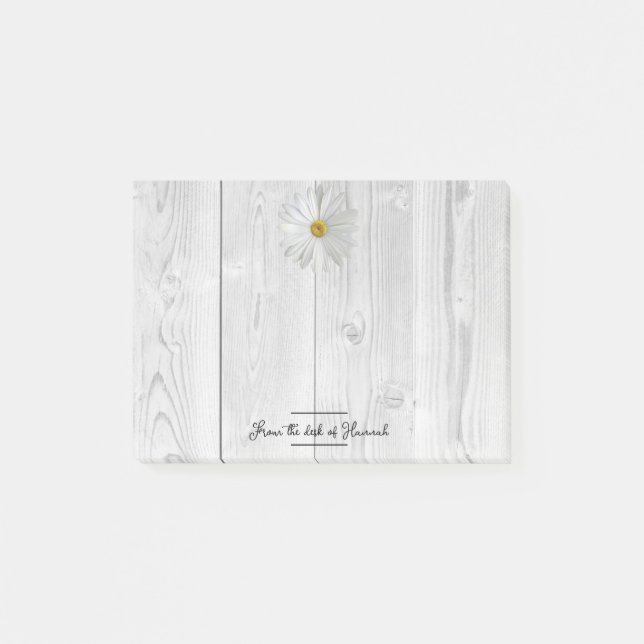 Personlig för Rustic White Daisy Post-it Block (Framsida)