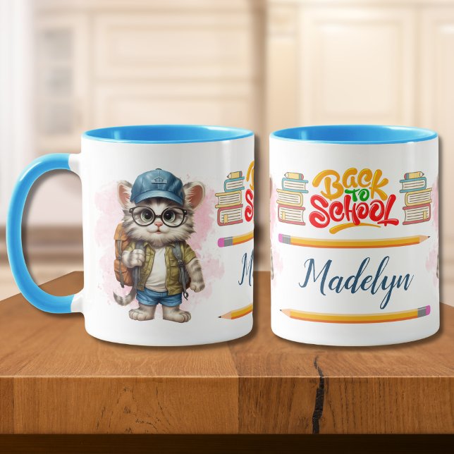 Personlig för ryggsäck för back to school-katt mugg (Skapare uppladdad)