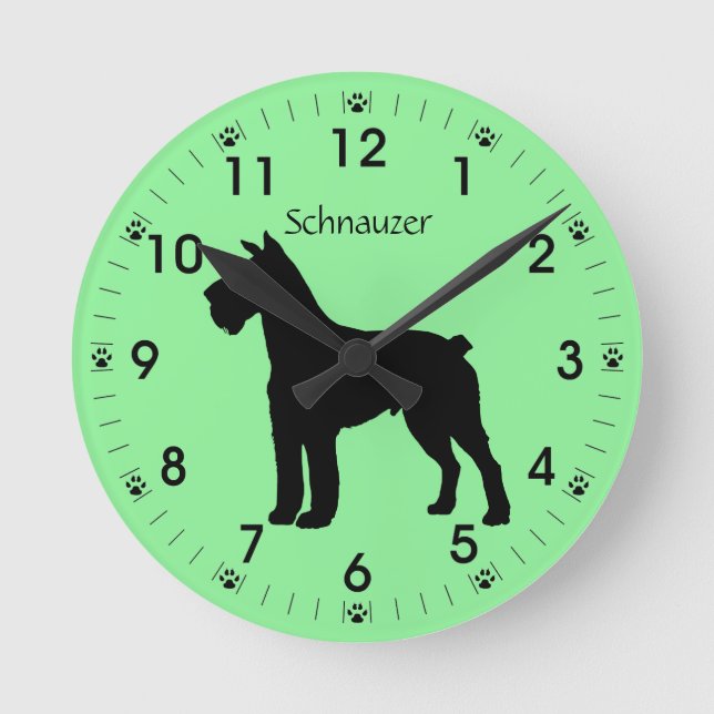 Personlig för SchnauzerhundSilhouette Rund Klocka (Framsida)