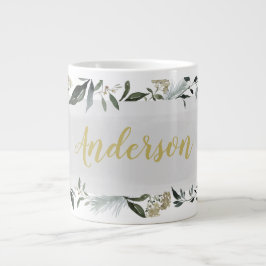 Personlig för senap- och olivvattenfärg jumbo mugg