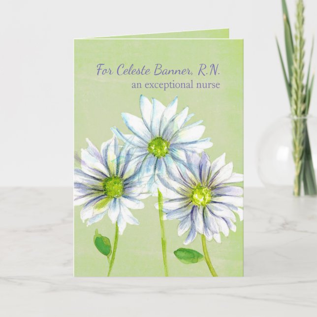 Personlig för sjuksköterskans Tack Daisy Flowers Kort (Framsida)