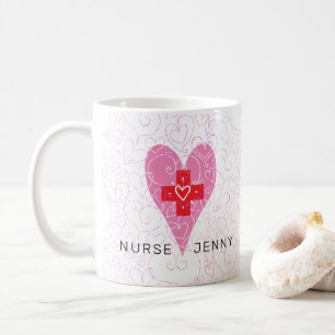 Personlig för sjuksköterskor med röd Rosa Kaffemugg
