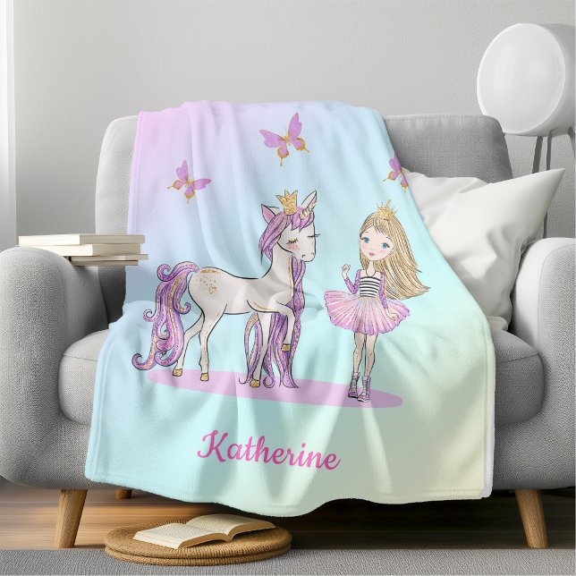 Personlig för snygg Unicorn Dreams Fleecefilt (Skapare uppladdad)