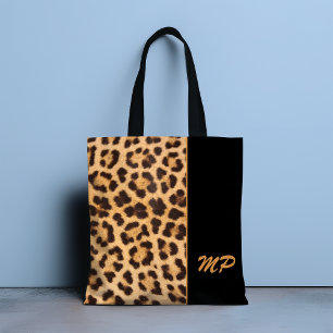 Personlig för Snyggt av leopard Print Monogram Tygkasse