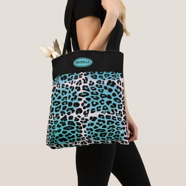 Personlig för snyggt Blue Leopard Animal Print Tygkasse (Närbild)