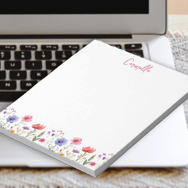 Personlig för Söt av Blommigt av färgämnen för Wil Anteckningsblock (Colorful Widlflower Personalized notepad)