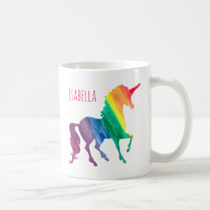 Personlig för söt för regnbågevattenfärgUnicorn Kaffemugg