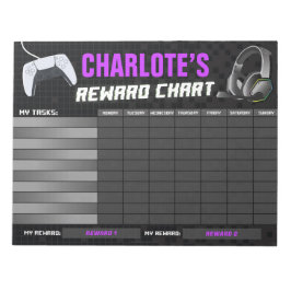Personlig för spel på Lila Reward Chart Anteckningsblock