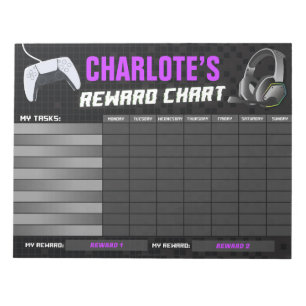 Personlig för spel på Lila Reward Chart Anteckningsblock
