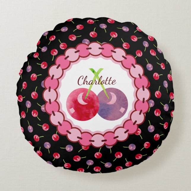 Personlig för spridda vattenfärgsfärgsfärjor rund kudde (Framsidan)