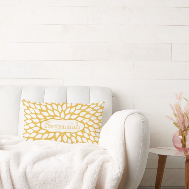 Personlig för stjärna Burst Flower Gult Pillow Lumbarkudde (Soffa)