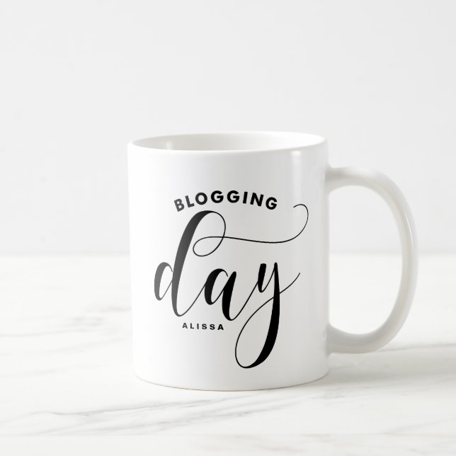Personlig för svart, modern kalligrafi kaffemugg (Höger)