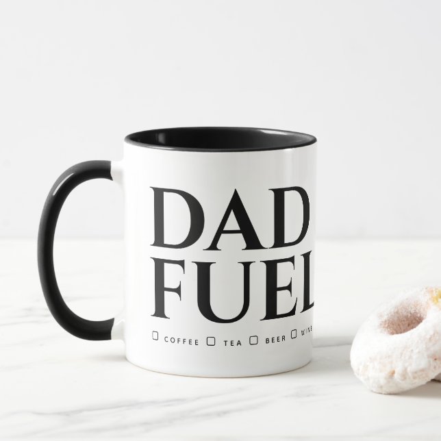 Personlig för svartvit minimalistisk Pappa-bränsle Mugg (Med munk)
