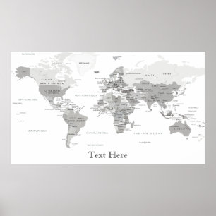 Personlig för svartvita världskartor poster
