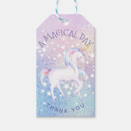 Personlig för Sweet Rainbow Unicorn Glittery Presentetikett