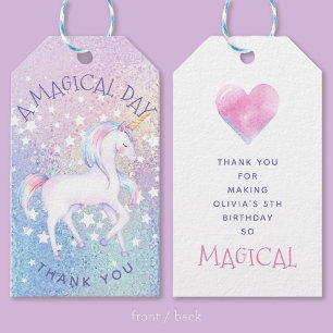 Personlig för Sweet Rainbow Unicorn Glittery Presentetikett
