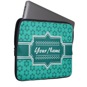 Personlig för Teal Scribble Hand Hrawn Blommigt Laptop Sleeve