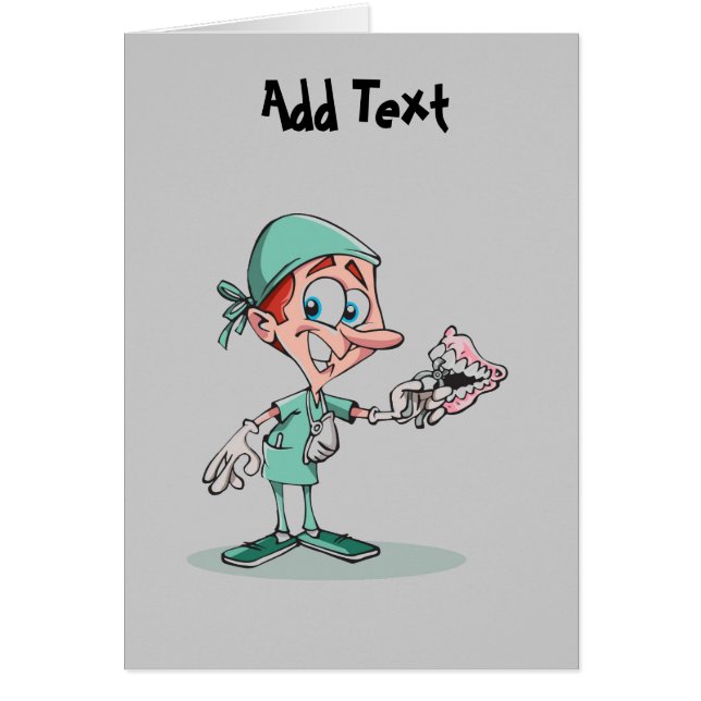 Personlig för tecknad av ortodontist tandläkare hälsningskort (Framsidan)